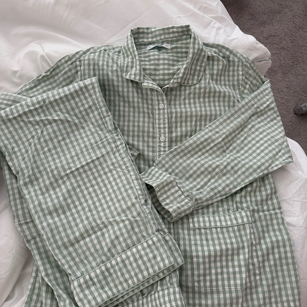 LAKE Green Gingham Pajama Set
